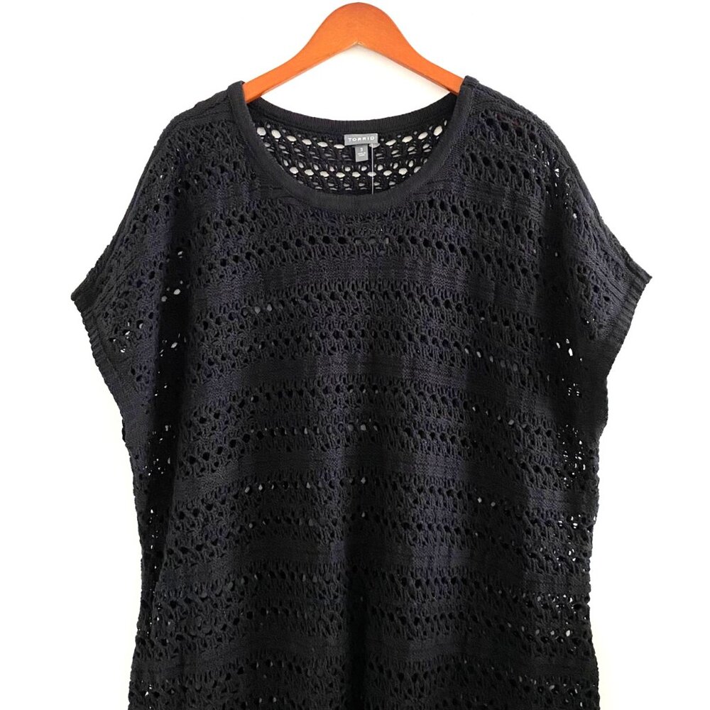 Torrid Mini Crochet Short Sleeve Cover-Up Beach Dress - Picture 5 of 15